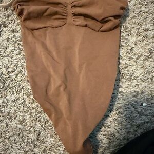 Brown Ruched Bodysuit SKIMS